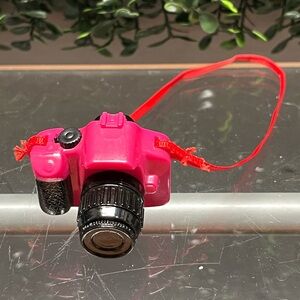 American Girl Vibrant Pink Toy Camera with Red Strap
